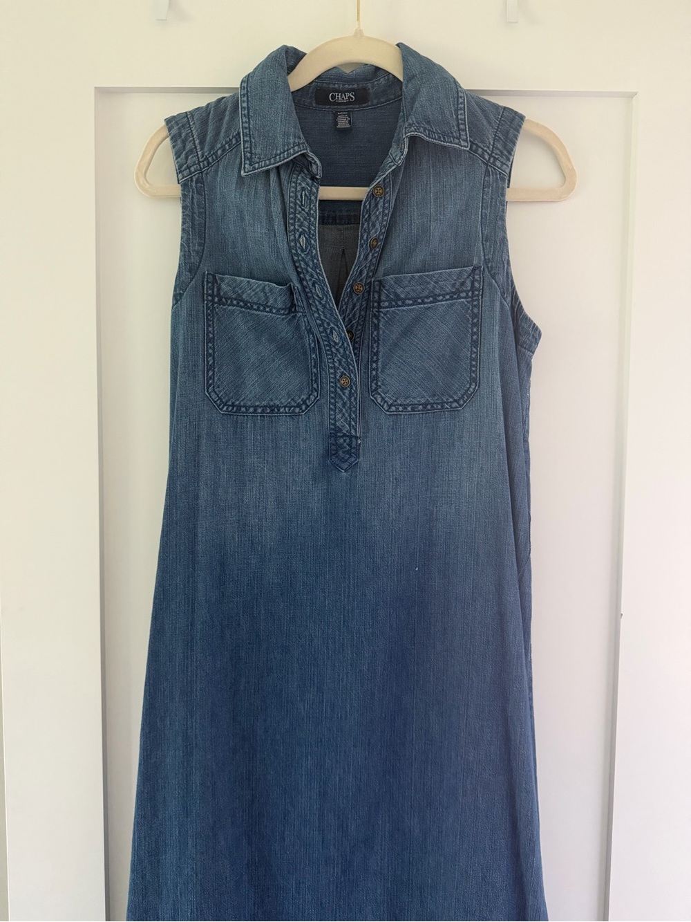 Chaps Vintage Sleeveless Denim Shift Midi Dress